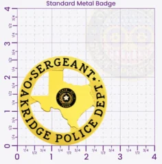 20-TX2 Custom Police Badges And Design, Create, Build and Order Personalized Police Badges Officer Badges Gold Badges 2.625 Standard