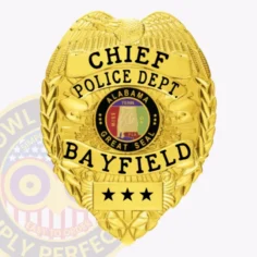 3-c11-2 custom badges and design, create, build and order custom badges personalized badges officer badges bayfield police gold