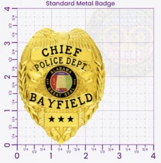 3-C11-2 Custom Badges And Design, Create, Build and Order Custom Badges Personalized Badges Officer Badges Bayfield Police Gold Badges 3.48 Standard