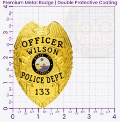 3-C11-3PLB Buy Custom Police Badges And Design, Create, Build and Order Personalized Police Badges Officer Badges Gold 3.35 Premium Badges