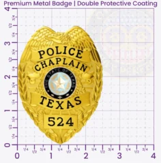 3-C11PCB Buy Custom Police Chaplain Badges And Design, Create, Build and Order Chaplain Badges Gold 3.45 Premium