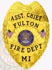 3-C15FFB Custom Volunteer Firefighter Badges and Personalized Fire Department Badges Gold Badges