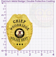 3-E17 Custom Police Badges And Design, Create, Build and Order Personalized Police Badges Officer Badges Gold 3.0625 Premium Badge