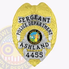 3-f2 custom badges and design, create, build and order custom badges personalized badges officer badges ashland police gold