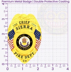 4-A1FF Custom Firefighter Badges and Personalized Fire Department Badges Gold 3.35 Premium. Design, Create and Order Fireman Badges.