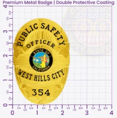 5-D10PFB Buy Custom Public Safety Badges And Design, Create, Build and Order Safety Officer Badges Gold Badges 3.58 Premium