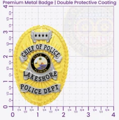 8-D13-4 Custom Police Badges And Design, Create, Build and Order Personalized Police Badges Officer Badges Gold Badges 3.25 Premium