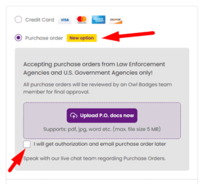 Owl Badges Purchase Orders