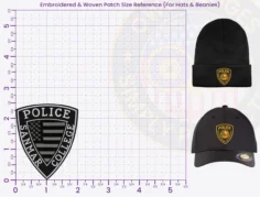 T7-A2 Buy Custom Police Patches And Design Create Build and Order Personalized-Police Patches and Customized Police Patches College Police Officer Embroidered Hat Patch