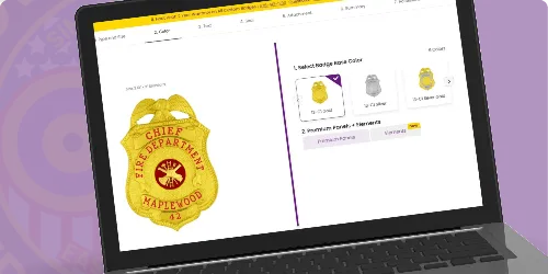 Where to Buy Custom Firefighter Badges and Personalized Fire Department Badges Design, Create, Build Badges. Design, Create and Order Fireman Badges.