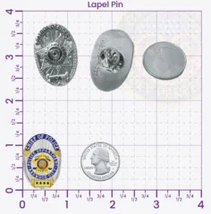 11-19A1R Custom Badges And Design, Create, Build and Order Custom Badges Personalized Badges Officer Badges Redwood City Police Silver w Blue Gold Panels Lapel Pins