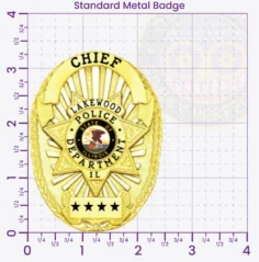 11-D16 Custom Badges And Design, Create, Build and Order Custom Badges Personalized Badges Officer Badges Lakewood Police Gold Badges 3.35