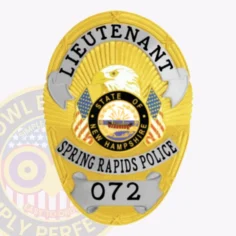 11-d17 custom badges and design, create, build and order custom badges personalized badges officer badges spring rapids police gold