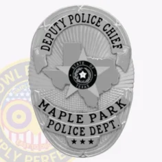 11-D22TX Custom Badges And Design, Create, Build and Order Custom Badges Personalized Badges Officer Badges Maple Park Police Silver