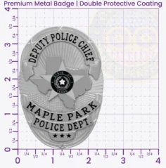 11-D22TX Custom Badges And Design, Create, Build and Order Custom Badges Personalized Badges Officer Badges Maple Park Police Silver Badges 3.50 Premium