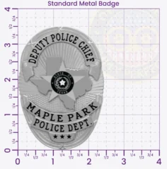 11-D22TX Custom Badges And Design, Create, Build and Order Custom Badges Personalized Badges Officer Badges Maple Park Police Silver Badges 3.50 Standard