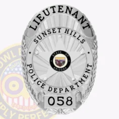 11-d25 custom badges and design, create, build and order custom badges personalized badges officer badges sunset hills police silver