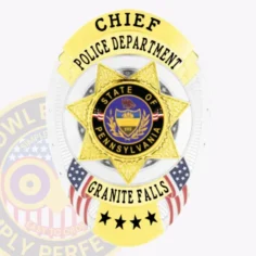 11-f4 custom badges and design, create, build and order custom badges personalized badges officer badges granite falls police silver