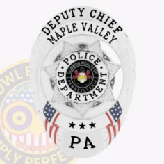 11-f5 custom badges and design, create, build and order custom badges personalized badges officer badges maple valley police silver