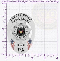 11-F5 Custom Badges And Design, Create, Build and Order Custom Badges Personalized Badges Officer Badges Maple Valley Police Silver Badges 3.25 Premium