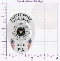 11-F5 Custom Badges And Design, Create, Build and Order Custom Badges Personalized Badges Officer Badges Maple Valley Police Silver Badges 3.25 Standard