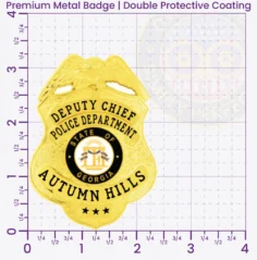 13-B1-2 Custom Badges And Design, Create, Build and Order Custom Badges Personalized Badges Officer Badges Autumn Hills Police Gold Badges 3.25 Premium