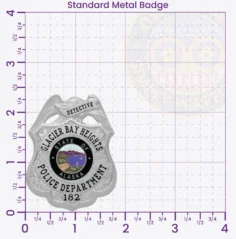 13-B19 Custom Badges And Design, Create, Build and Order Custom Badges Personalized Badges Officer Badges Glacier Bay Heights Police Silver Badges 2.375 Standard