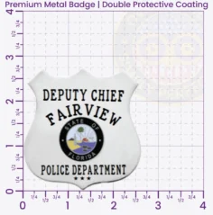 13-F19-2 Custom Badges And Design, Create, Build and Order Custom Badges Personalized Badges Officer Badges Fairview Police Silver Badges 2.75 Premium