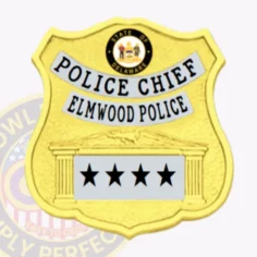 13-F19-7 Custom Badges And Design, Create, Build and Order Custom Badges Personalized Badges Officer Badges Elmwood Police Gold