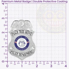 13-F20-2 Custom Badges And Design, Create, Build and Order Custom Badges Personalized Badges Officer Badges Peach Tree Grove Police Silver Badges 2.88 Premium