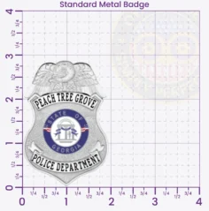 13-F20-2 Custom Badges And Design, Create, Build and Order Custom Badges Personalized Badges Officer Badges Peach Tree Grove Police Silver Badges 2.88 Standard