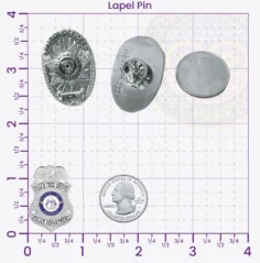 13-F20-2 Custom Badges And Design, Create, Build and Order Custom Badges Personalized Badges Officer Badges Peach Tree Grove Police Silver Lapel Pins