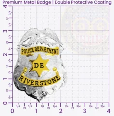 13-F20-4 Custom Badges And Design, Create, Build and Order Custom Badges Personalized Badges Officer Badges Riverstone Police Silver Badges 3.125 Premium