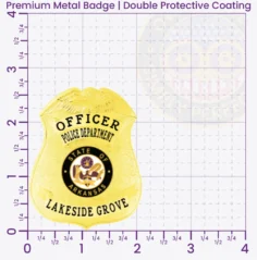 13-F21 Custom Badges And Design, Create, Build and Order Custom Badges Personalized Badges Officer Badges Lakeside Grove Police Gold Badges 2.675 Premium