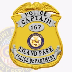 13-g1 custom badges and design, create, build and order custom badges personalized badges officer badges island park police gold