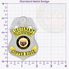 13-H1 Custom Badges And Design, Create, Build and Order Custom Badges Personalized Badges Officer Badges Copper Ridge Police Silver Badges 3.125 Standard