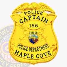 13-mi2 custom badges and design, create, build and order custom badges personalized badges officer badges maple cove police gold