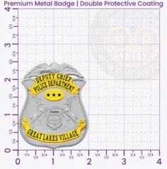 13-MI3 Custom Badges And Design, Create, Build and Order Custom Badges Personalized Badges Officer Badges Great Lakes Village Police Silver Badges 2.5 Premium