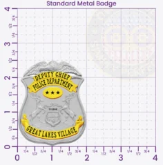 13-MI3 Custom Badges And Design, Create, Build and Order Custom Badges Personalized Badges Officer Badges Great Lakes Village Police Silver Badges 2.5 Standard