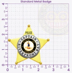 14-H10-2 Custom Badges And Design, Create, Build and Order Custom Badges Personalized Badges Officer Badges Riverfront Bay Police Gold Badges 2.625 Standard