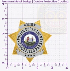 16-H31 Custom Badges And Design, Create, Build and Order Custom Badges Personalized Badges Officer Badges Ridgefield Park Police Gold Badges 2.91 Premium