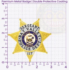 17-H15 Custom Badges And Design, Create, Build and Order Custom Badges Personalized Badges Officer Badges Bay Valley Police Gold Badges 3 Premium