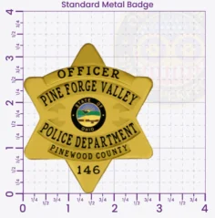 18-P1 Custom Badges And Design, Create, Build and Order Custom Badges Personalized Badges Officer Badges Pine Forge Valley Police Gold 3.3125 Standard