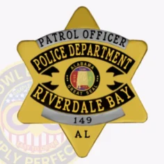 18-p1r custom badges and design, create, build and order custom badges personalized badges officer badges riverdale bay police gold