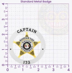 19-A2 Custom Badges And Design, Create, Build and Order Custom Badges Personalized Badges Officer Badges Mountain View Police Silver Badges 2.5 Standard