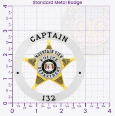 19-A2 Custom Badges And Design, Create, Build and Order Custom Badges Personalized Badges Officer Badges Mountain View Police Silver Badges 3 Standard