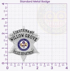 19-F3 Custom Badges And Design, Create, Build and Order Custom Badges Personalized Badges Officer Badges Willow Grove Police Silver Badges 2.5 Standard