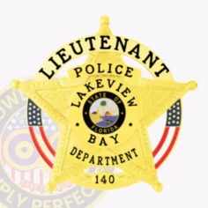 19-h16 custom badges and design, create, build and order custom badges personalized badges officer badges lakeview bay police gold