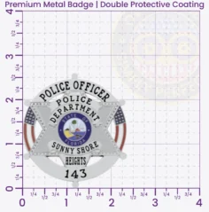 19-H20 Custom Badges And Design, Create, Build and Order Custom Badges Personalized Badges Officer Badges Sunny Shore Heights Police Silver Badges 2.625 Premium