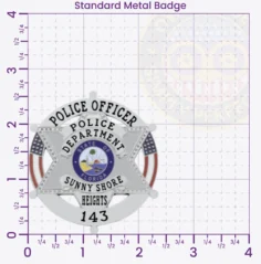 19-H20 Custom Badges And Design, Create, Build and Order Custom Badges Personalized Badges Officer Badges Sunny Shore Heights Police Silver Badges 2.625 Standard